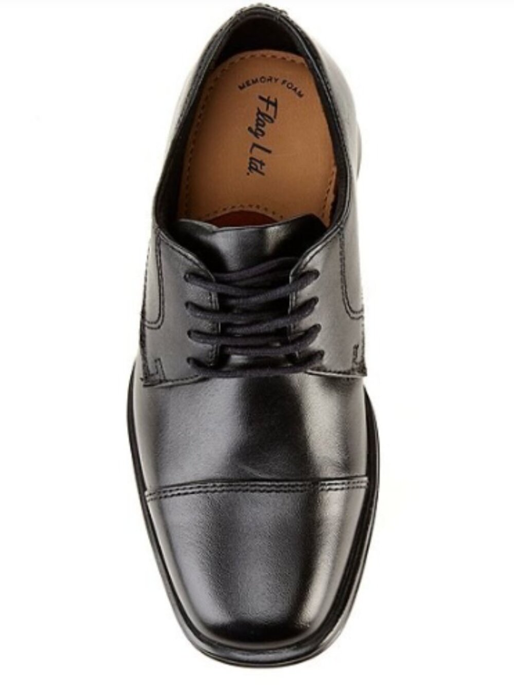 The Flag LTD. Boys' Cap Toe Black Leather Lace Up Oxford Shoes, size 2